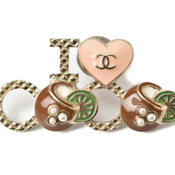 Chanel Brooch Brass Brown And Gold #207264C91B